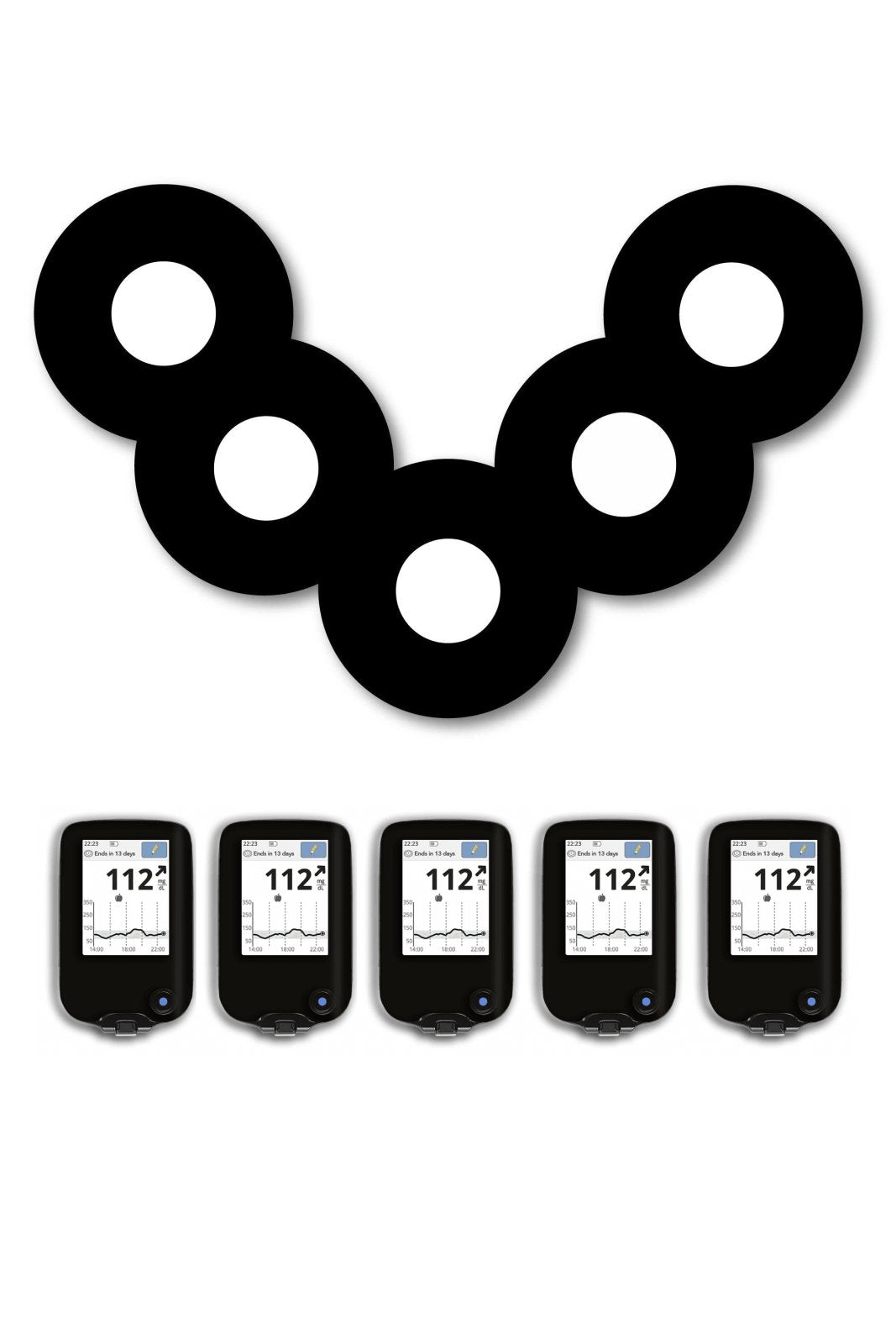 All Black Patches Matching Set for Freestyle Libre diabetes CGMs and insulin pumps
