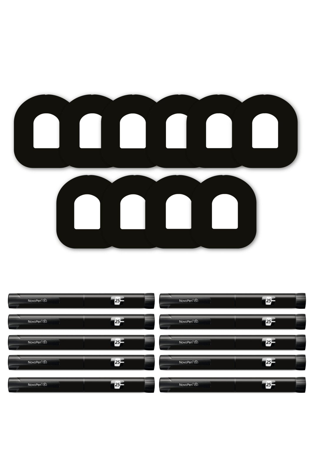 All Black Patches Matching Set for Omnipod diabetes CGMs and insulin pumps