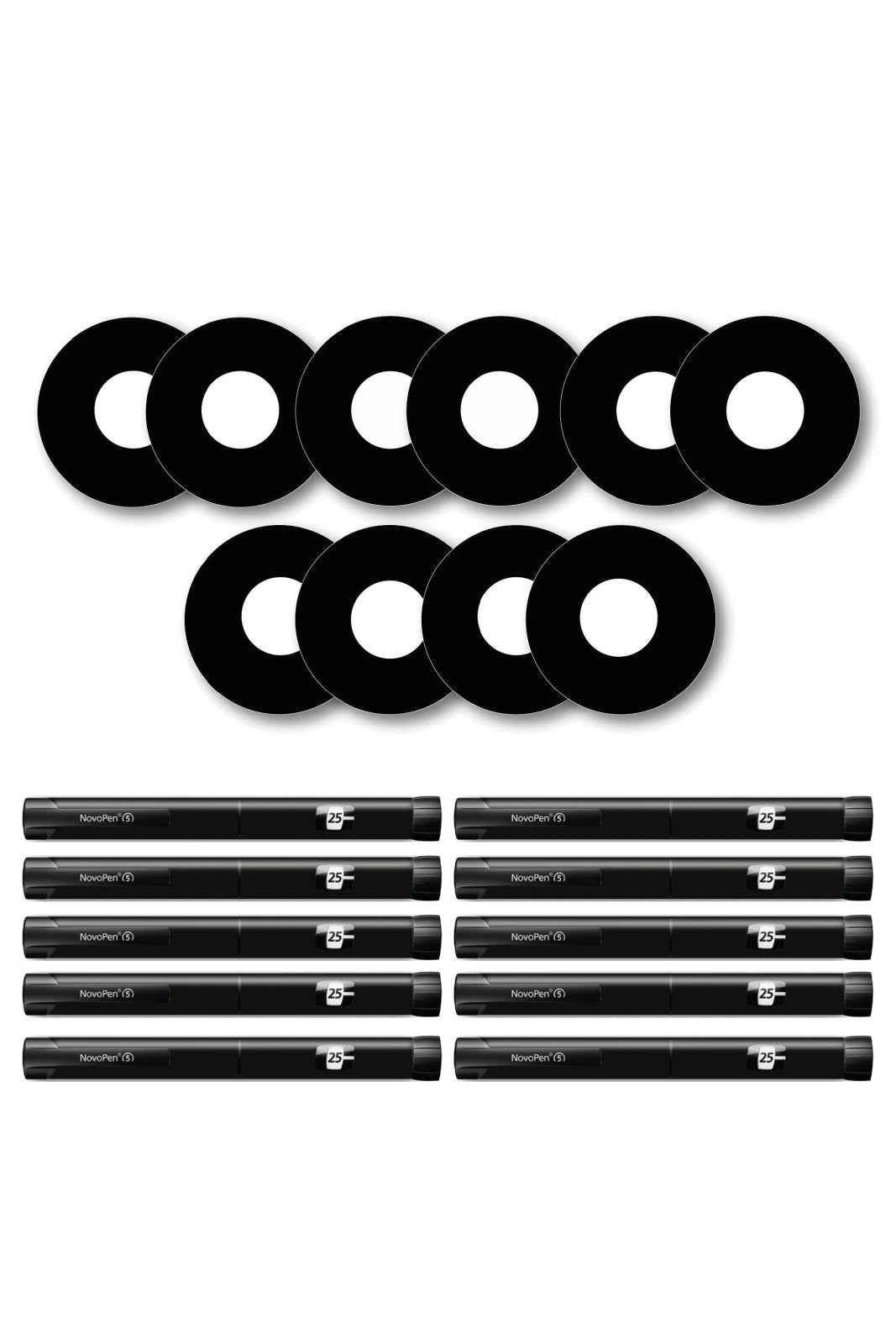 All Black Patches Matching Set for Freestyle Libre diabetes CGMs and insulin pumps