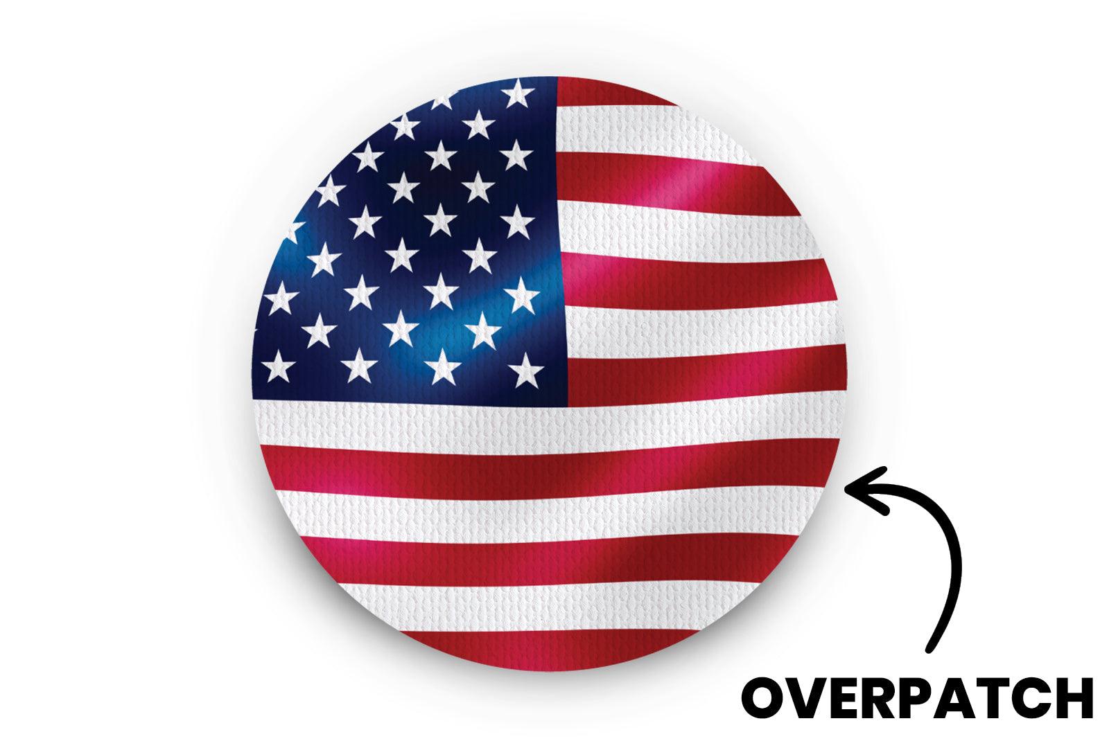 American Flag Patch for Freestyle Libre 3 diabetes CGMs and insulin pumps