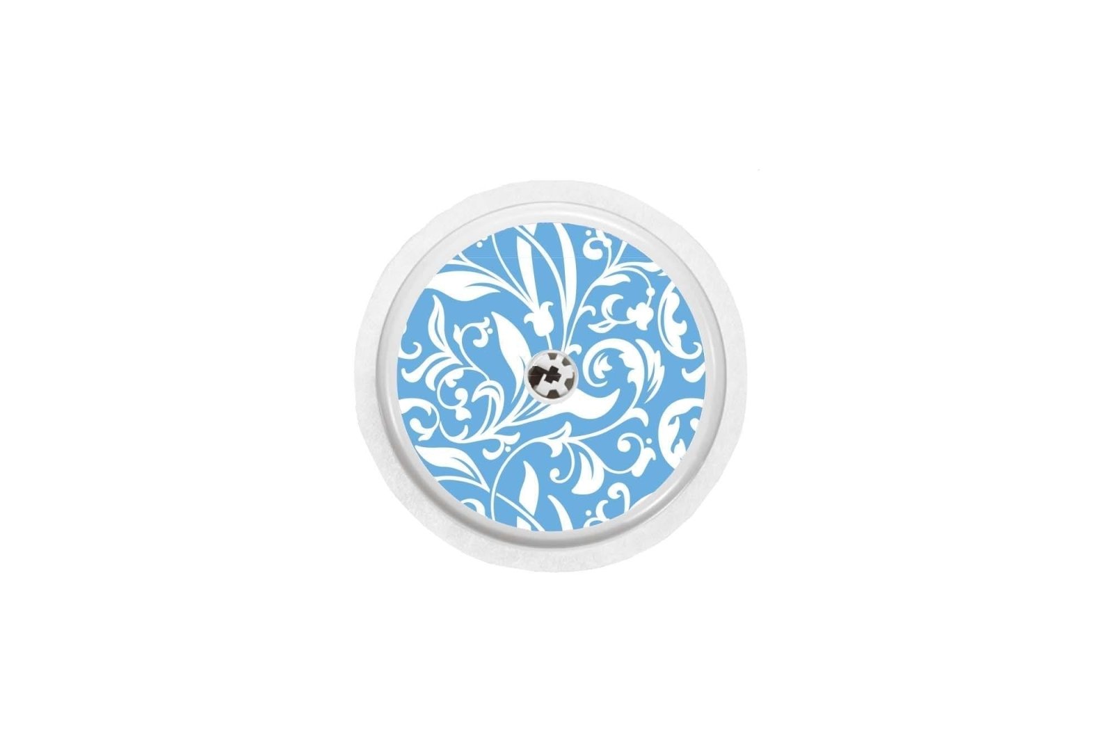 Blue and White Flowers Sticker for Freestyle Libre 1, 2, or 2+ diabetes CGMs and insulin pumps