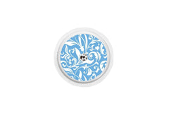 Blue and White Flowers Sticker for Freestyle Libre 1, 2, or 2+ diabetes CGMs and insulin pumps