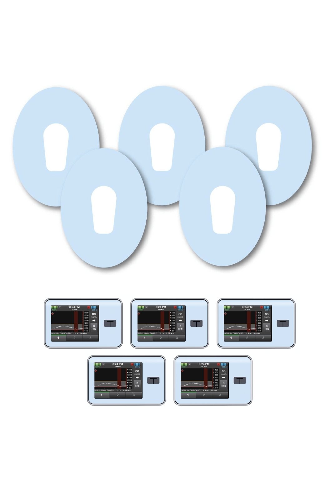 Blue Pastel Patches Matching Set for Dexcom G6 diabetes CGMs and insulin pumps