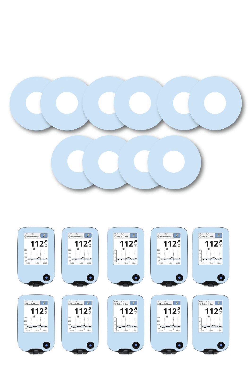 Blue Pastel Patches Matching Set for Freestyle Libre diabetes CGMs and insulin pumps