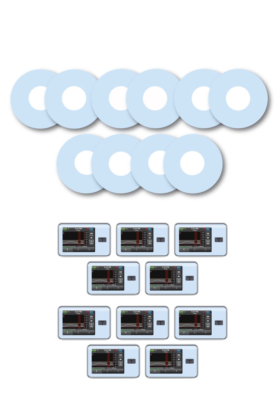 Blue Pastel Patches Matching Set for Freestyle Libre diabetes CGMs and insulin pumps