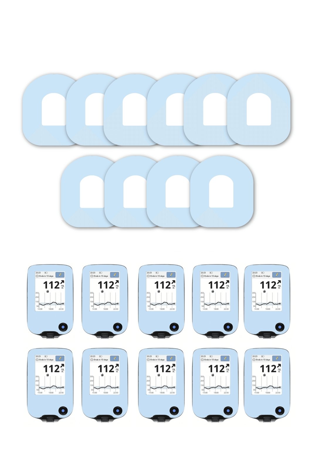 Blue Pastel Patches Matching Set for Omnipod diabetes CGMs and insulin pumps