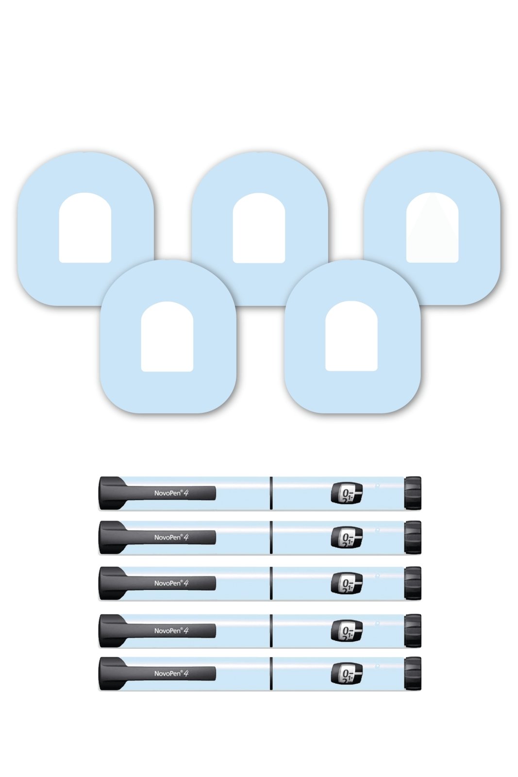 Blue Pastel Patches Matching Set for Omnipod diabetes CGMs and insulin pumps