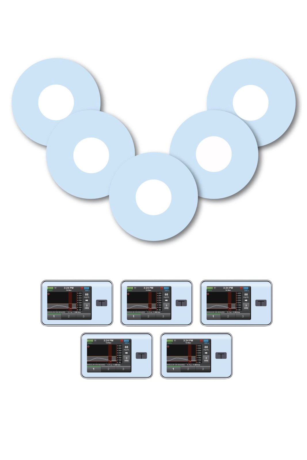 Blue Pastel Patches Matching Set for Freestyle Libre diabetes CGMs and insulin pumps