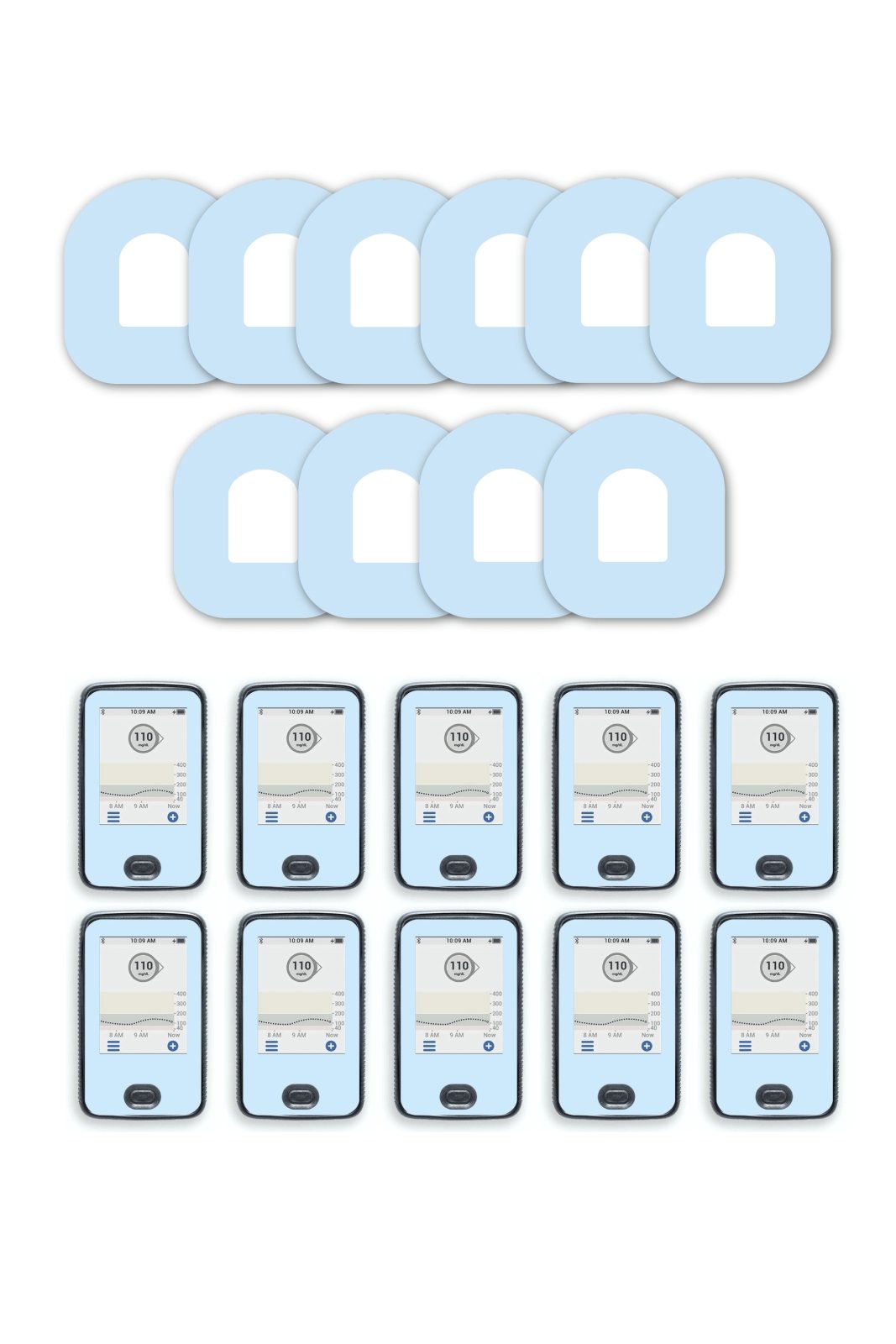 Blue Pastel Patches Matching Set for Omnipod diabetes CGMs and insulin pumps