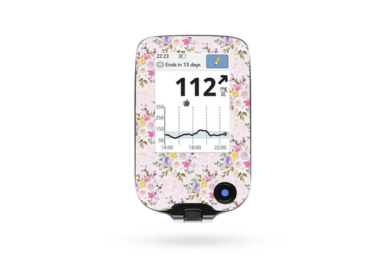 Bright Pink Flowers Sticker for Libre Reader diabetes CGMs and insulin pumps