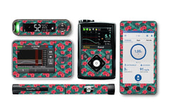 Bright Red Flowers Sticker for Novopen 4, 5, 6, or Echo diabetes CGMs and insulin pumps