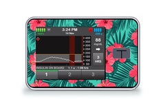 Bright Red Flowers Sticker for T:Slim X2 diabetes CGMs and insulin pumps