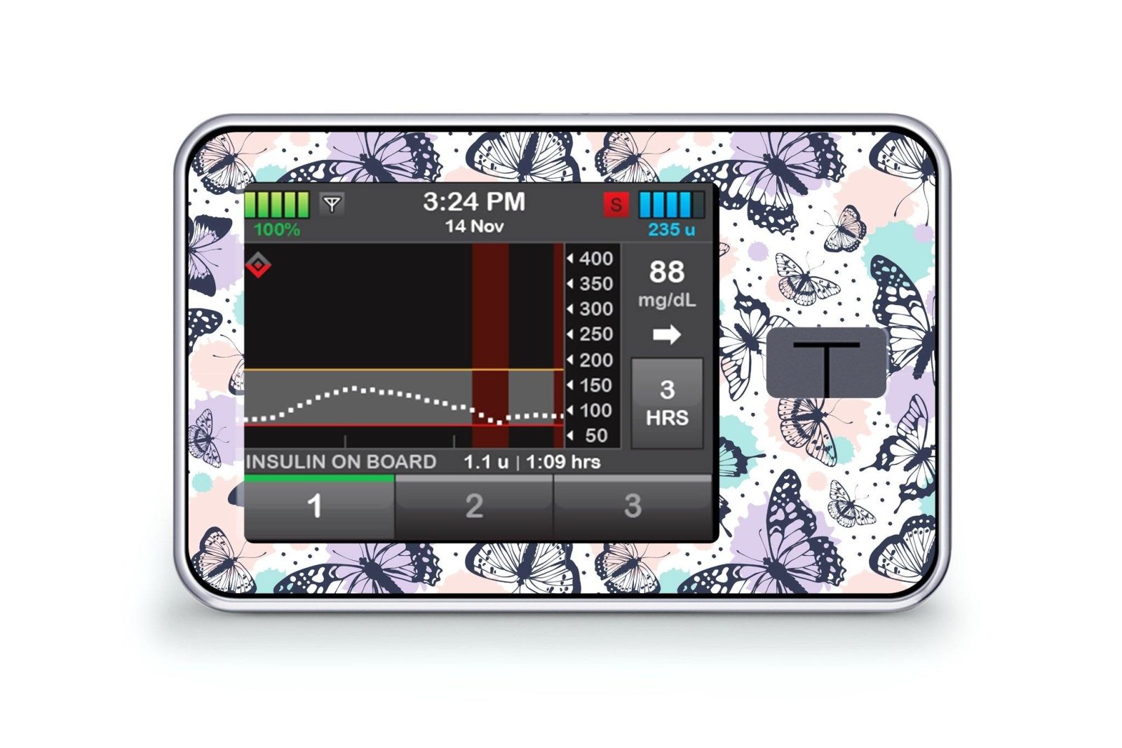 Butterfly Sticker for T:Slim X2 diabetes CGMs and insulin pumps