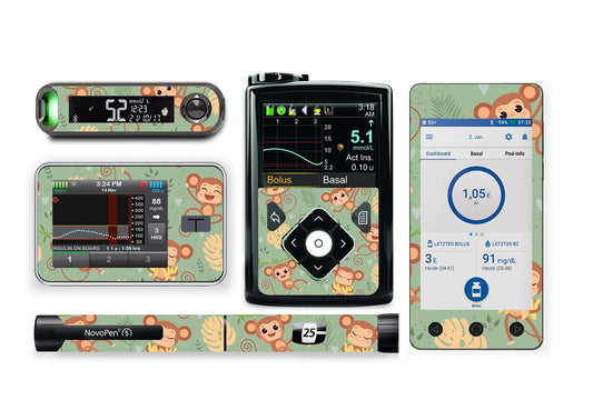 Cheeky Monkey Sticker for Novopen 4, 5, 6, or Echo diabetes supplies and insulin pumps