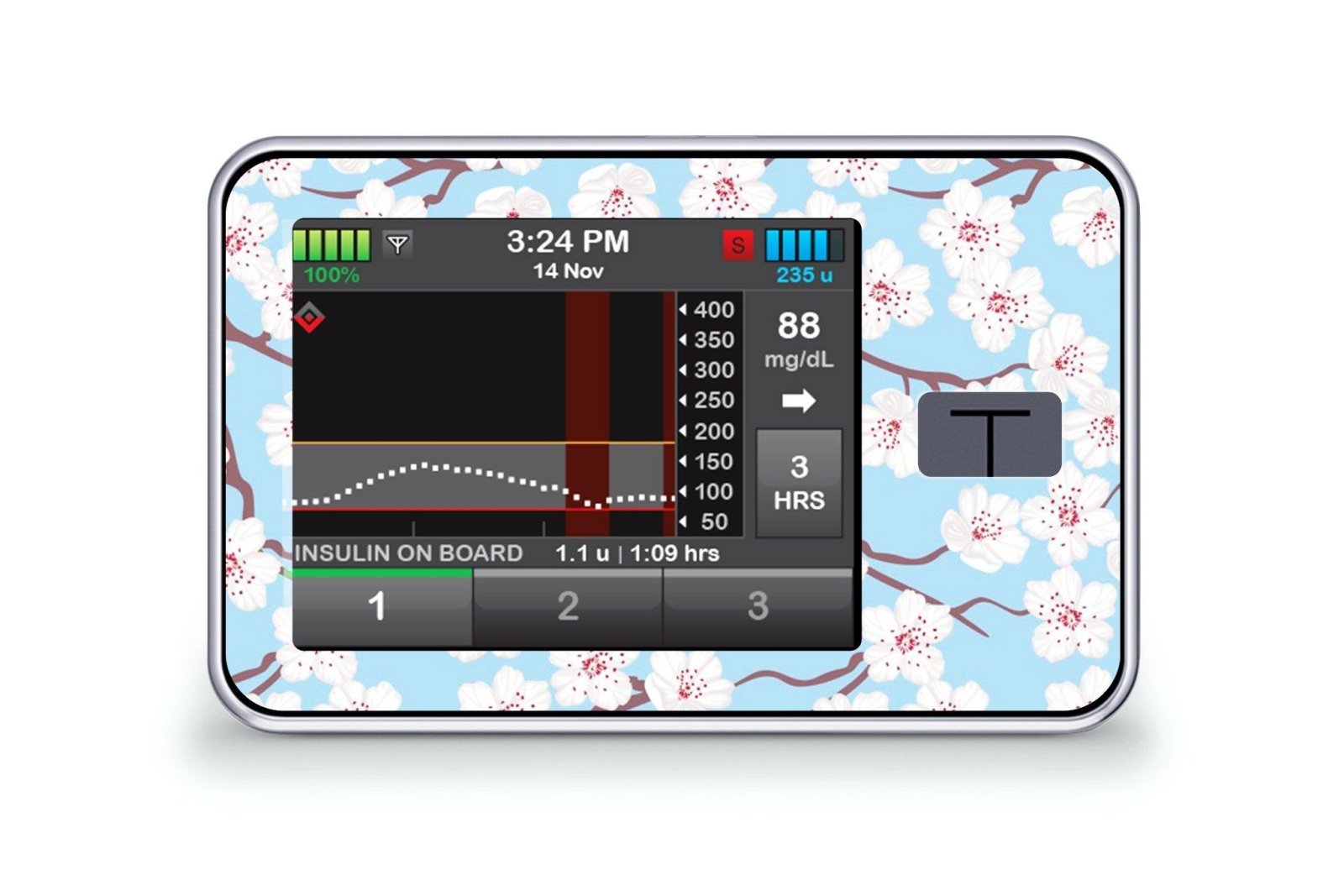 Cherry Blossom Sticker - T-Slim for diabetes CGMs and insulin pumps