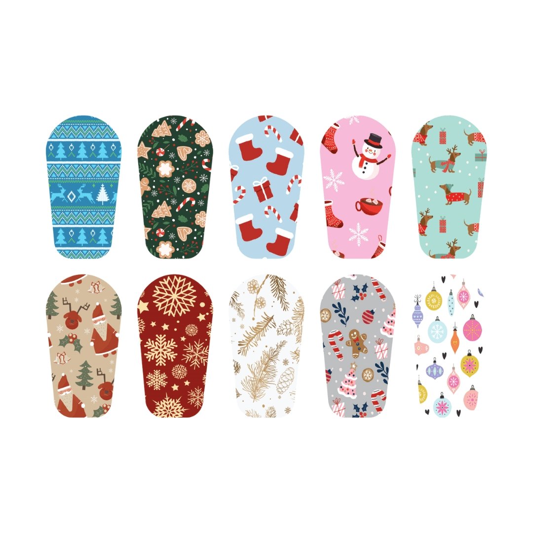 Christmas Sticker Sheet for Single Sheet diabetes CGMs and insulin pumps