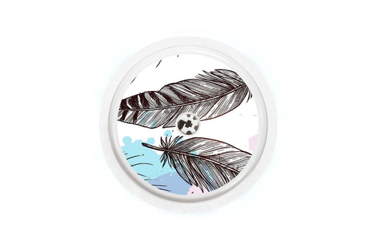 Colourful Feathers Sticker - Freestyle Libre 1, 2, or 2+ for diabetes CGMs and insulin pumps