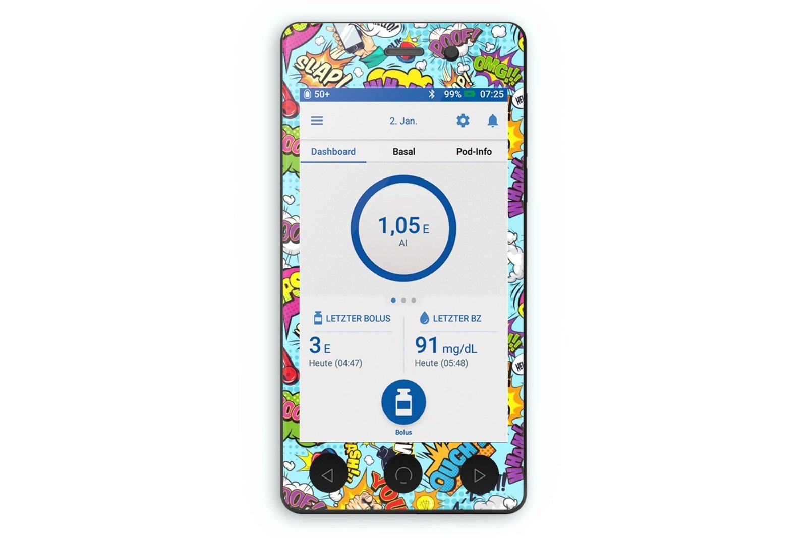 Comic Sticker - Omnipod Dash PDM for diabetes CGMs and insulin pumps