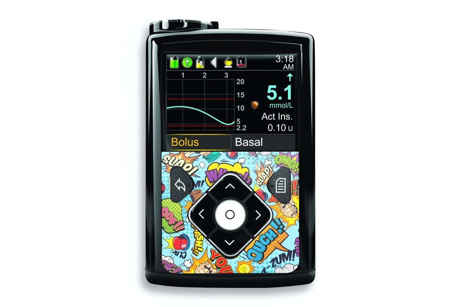 Comic Sticker for Medtronic Minimed 640g, 680g, 780g diabetes CGMs and insulin pumps