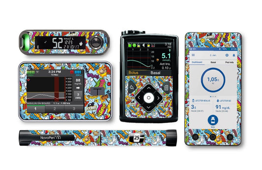 Comic Sticker for Novopen 4, 5, 6, or Echo diabetes CGMs and insulin pumps