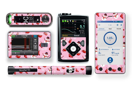 Cosy Christmas Stickers for Novopen 4, 5, 6, or Echo diabetes CGMs and insulin pumps