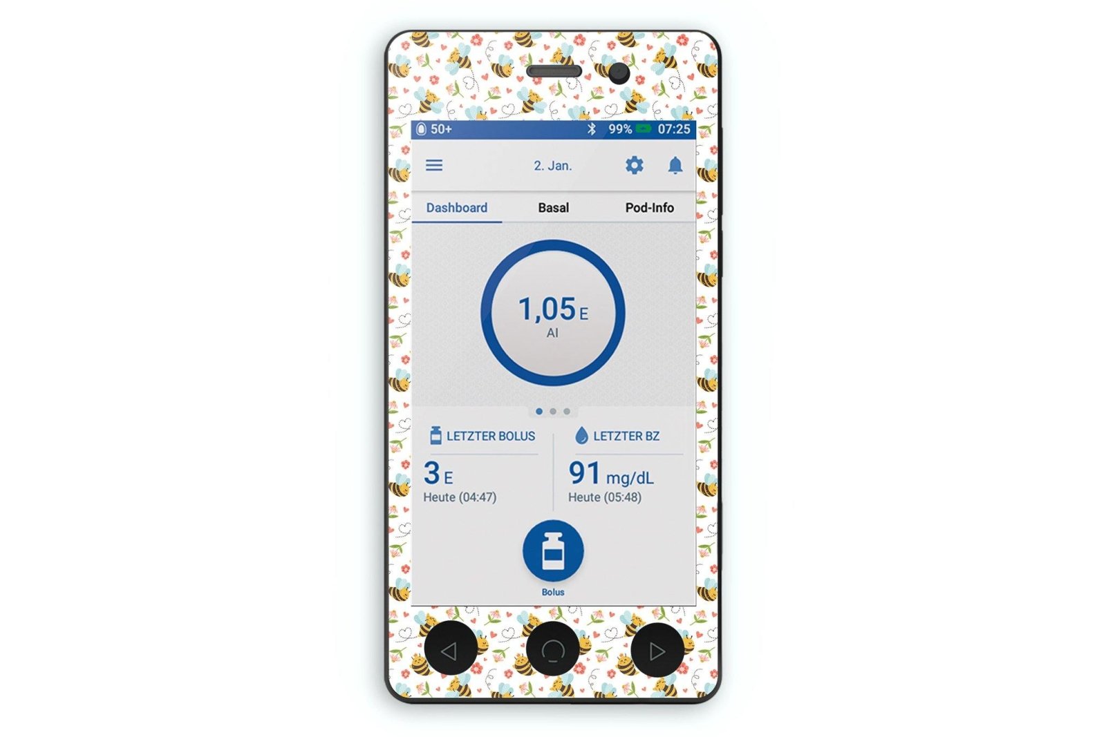 Don't Worry Bee Happy Sticker - Omnipod Dash PDM for diabetes CGMs and insulin pumps