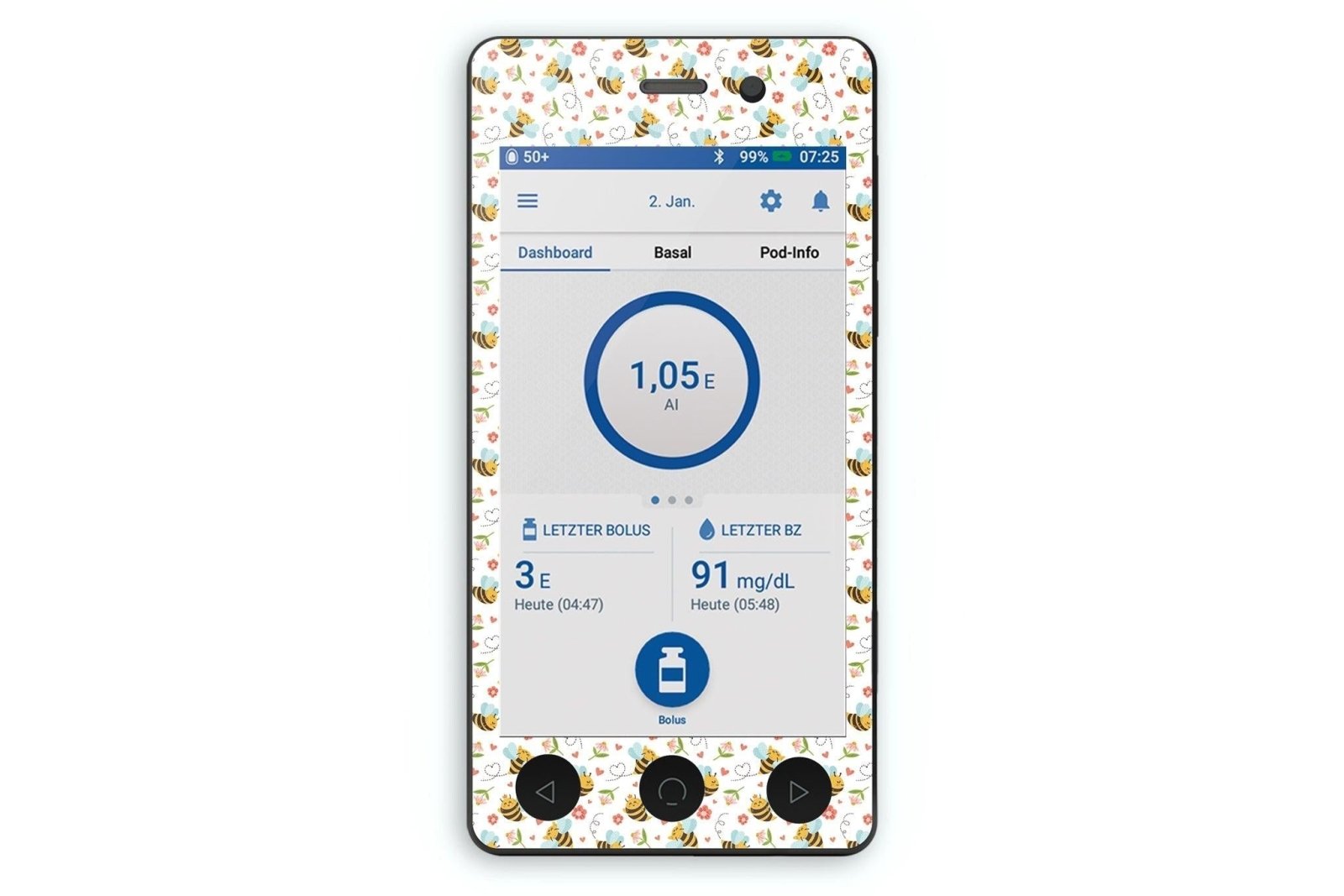 Don't Worry Bee Happy Sticker for MiaoMiao2 diabetes CGMs and insulin pumps