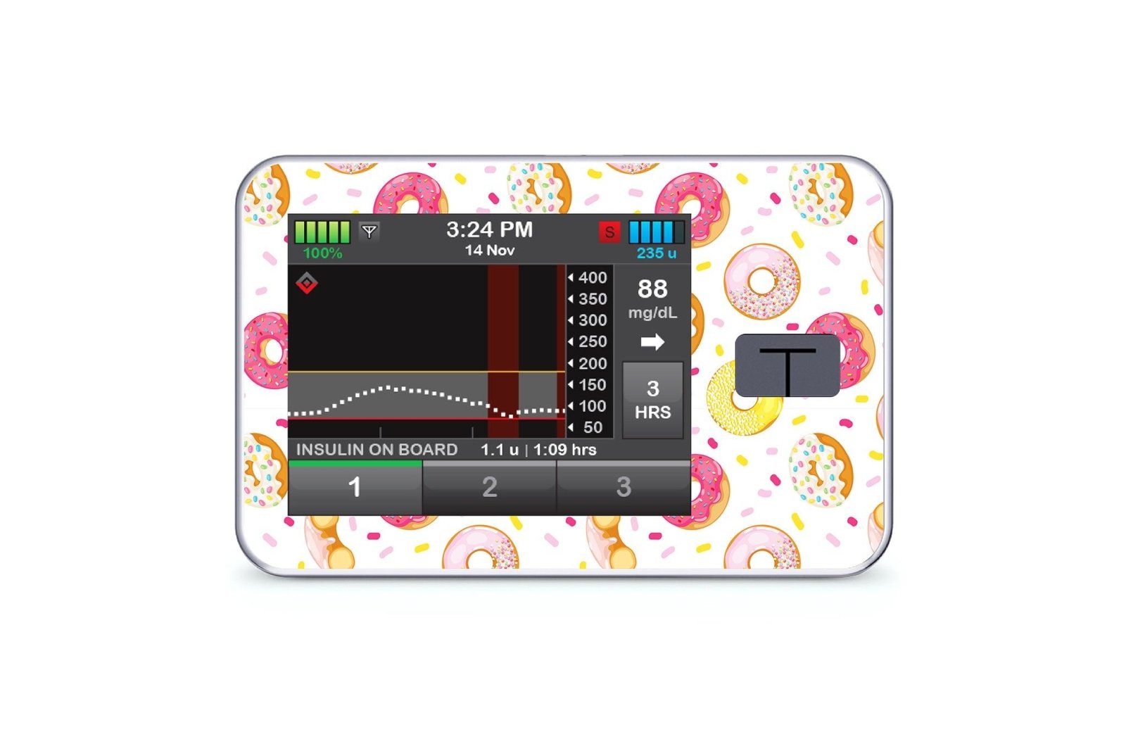 Donut Sticker for T:Slim X2 diabetes CGMs and insulin pumps