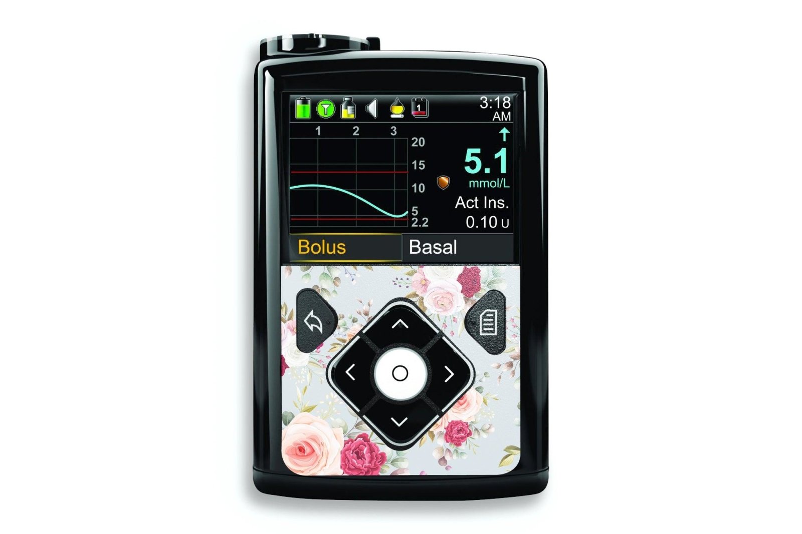 Elegant Flowers Sticker for Medtronic Minimed 640g, 680g, 780g diabetes CGMs and insulin pumps