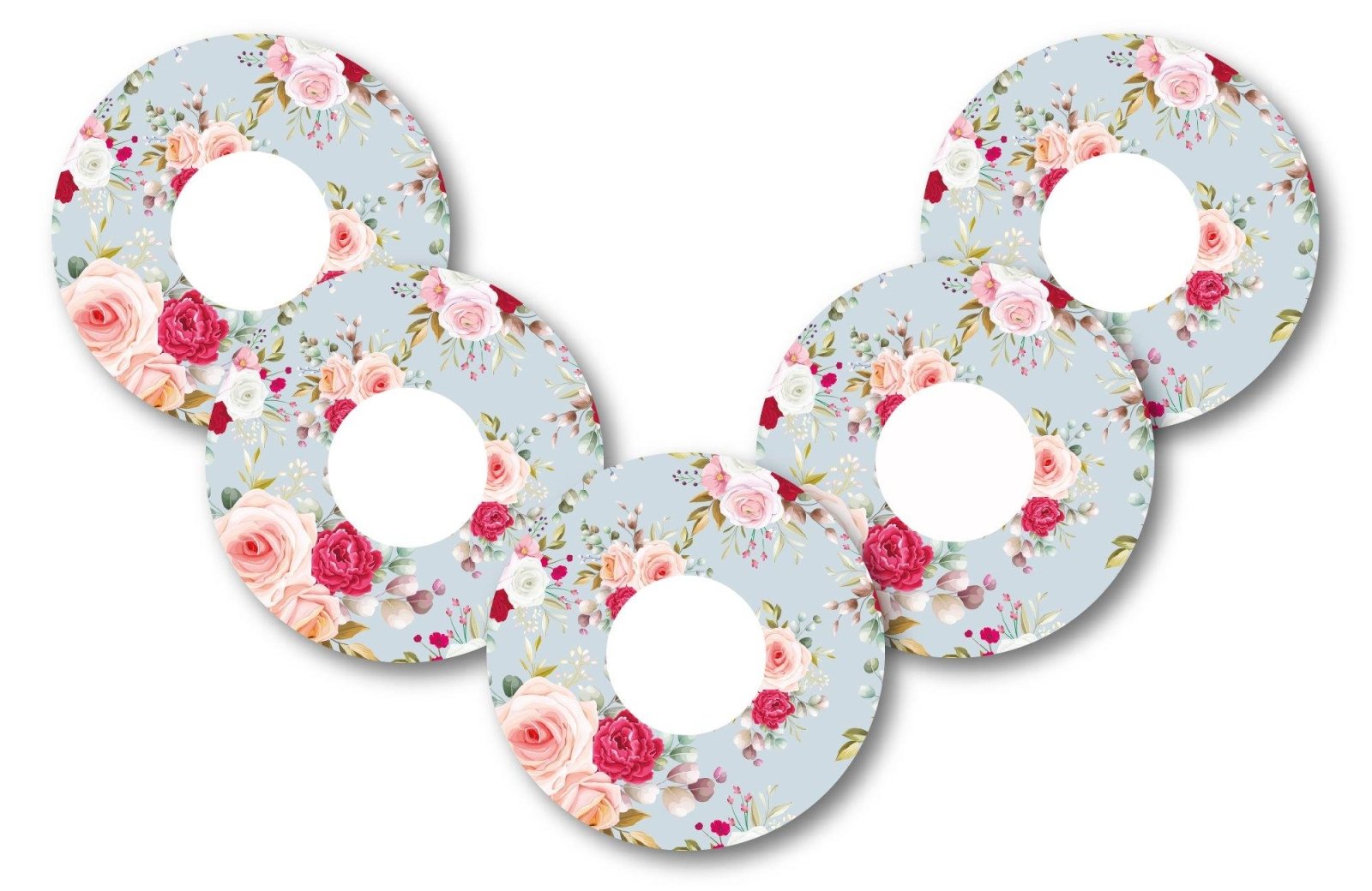 Elegant Roses Patch Pack for Freestyle Libre - 5 Pack diabetes CGMs and insulin pumps