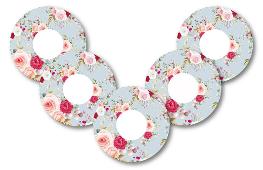 Elegant Roses Patch Pack for Freestyle Libre - 5 Pack diabetes CGMs and insulin pumps