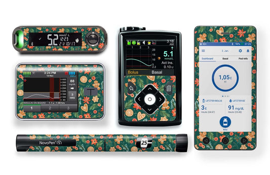 Feeling Festive Stickers for Novopen 4, 5, 6, or Echo diabetes CGMs and insulin pumps