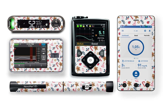 Festive Fun Stickers for Novopen 4, 5, 6, or Echo diabetes CGMs and insulin pumps