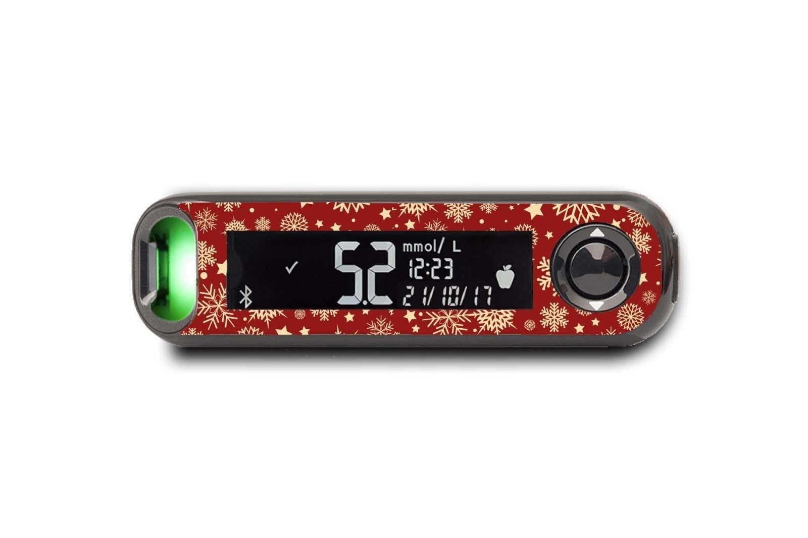 Golden Snowflakes Stickers for Contour Next One diabetes CGMs and insulin pumps