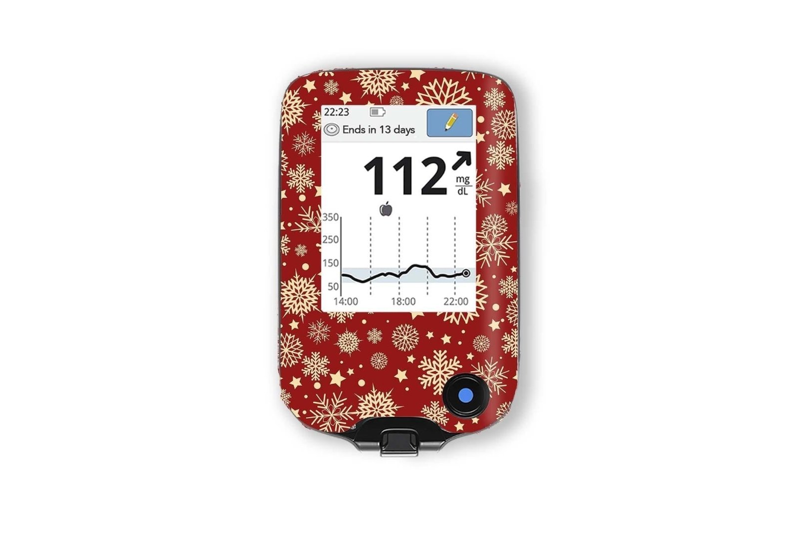 Golden Snowflakes Stickers for Freestyle Libre Reader diabetes CGMs and insulin pumps