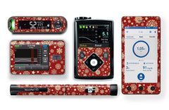 Golden Snowflakes Stickers for Novopen 4, 5, 6, or Echo diabetes CGMs and insulin pumps