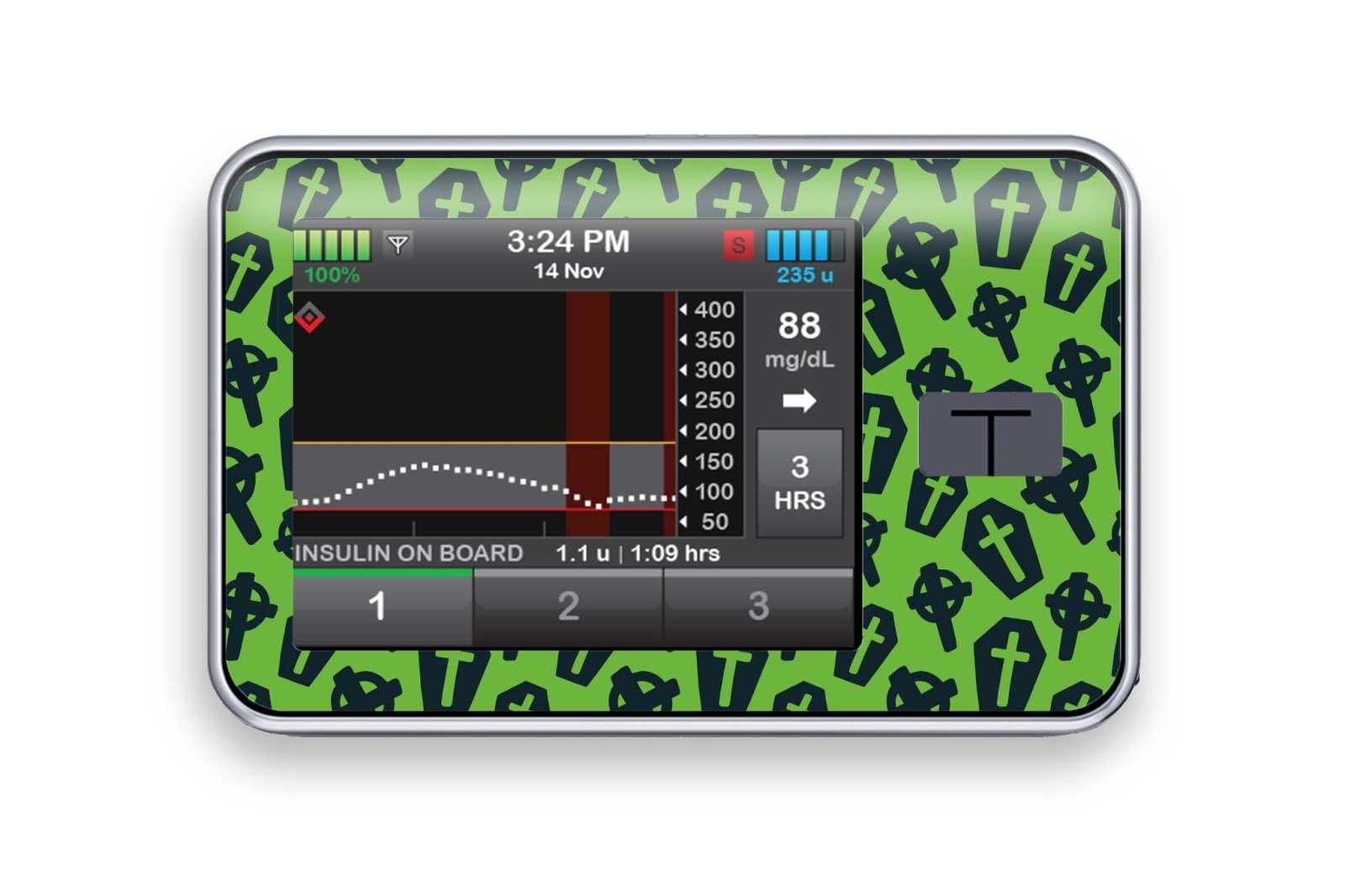 Graveyard Sticker for T:Slim X2 diabetes CGMs and insulin pumps