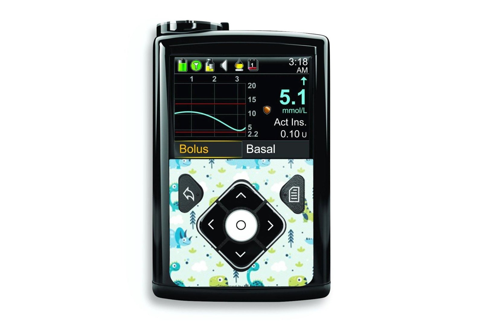 Light Dinosaurs Sticker - Medtronic Minimed 640g, 680g, 780g for diabetes CGMs and insulin pumps