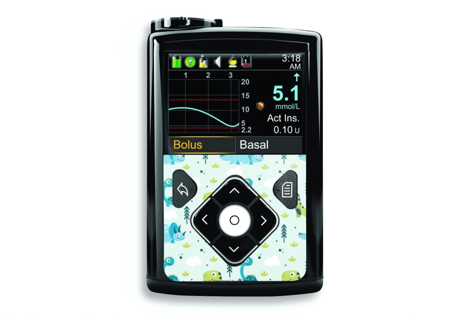 Light Dinosaurs Sticker for Medtronic Minimed 640g, 680g, 780g diabetes CGMs and insulin pumps