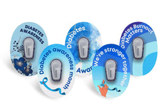 Mixed Diabetes Awareness Patch Pack for Dexcom G6 - 5 Pack diabetes CGMs and insulin pumps