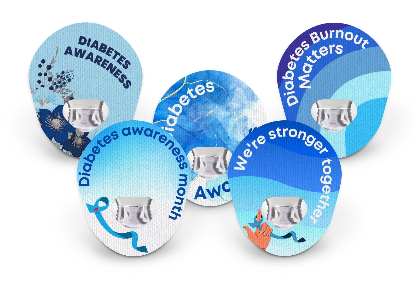 Mixed Diabetes Awareness Patch Pack for Dexcom G6 - 5 Pack diabetes CGMs and insulin pumps