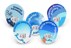 Mixed Diabetes Awareness Patch Pack for Dexcom G6 - 5 Pack diabetes CGMs and insulin pumps