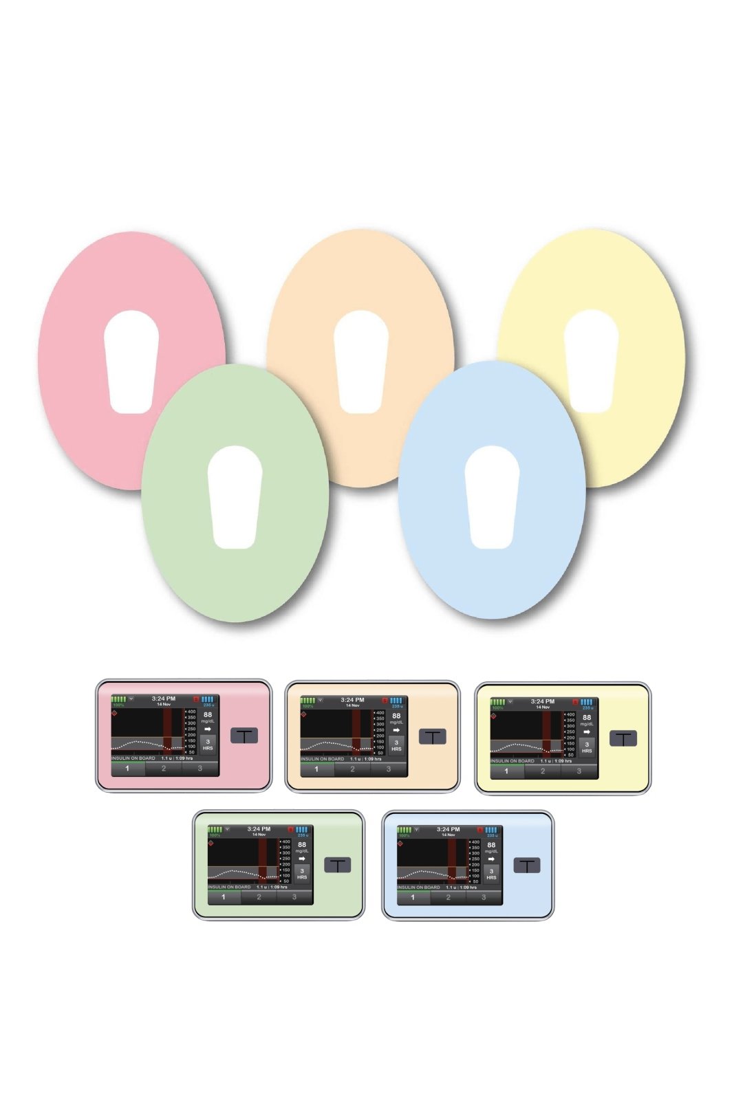 Mixed Pastel Patches Matching Set for Dexcom G6 diabetes CGMs and insulin pumps