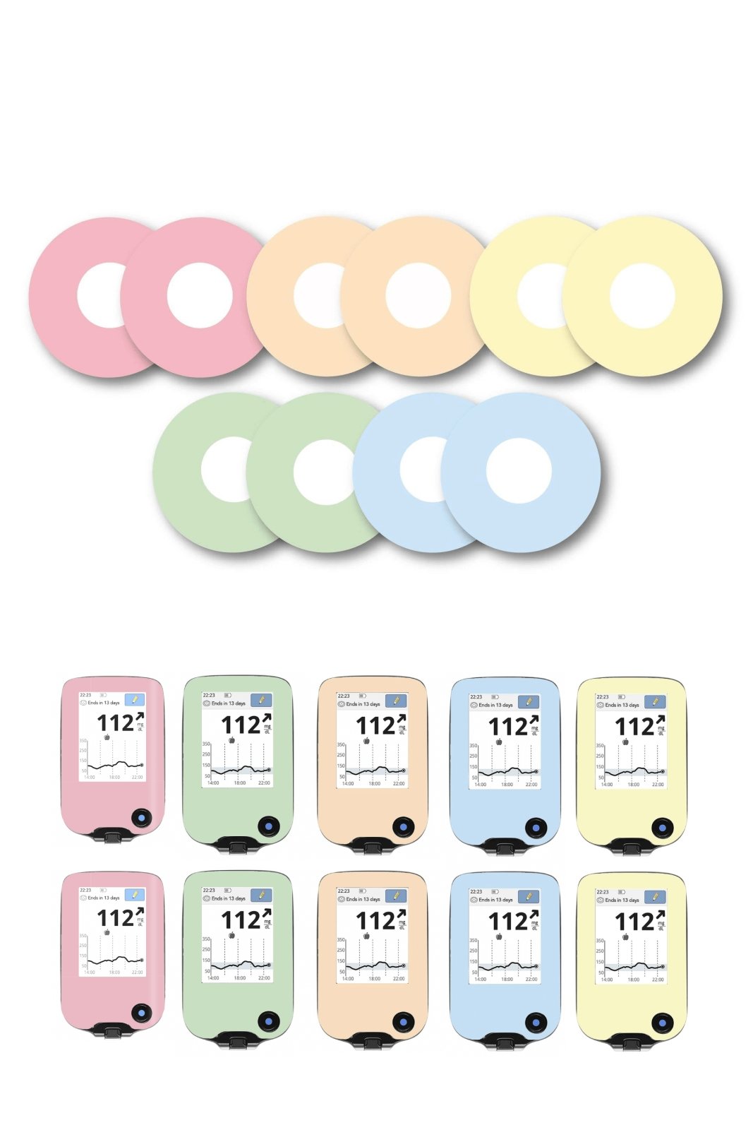 Mixed Pastel Patches Matching Set for Freestyle Libre diabetes CGMs and insulin pumps