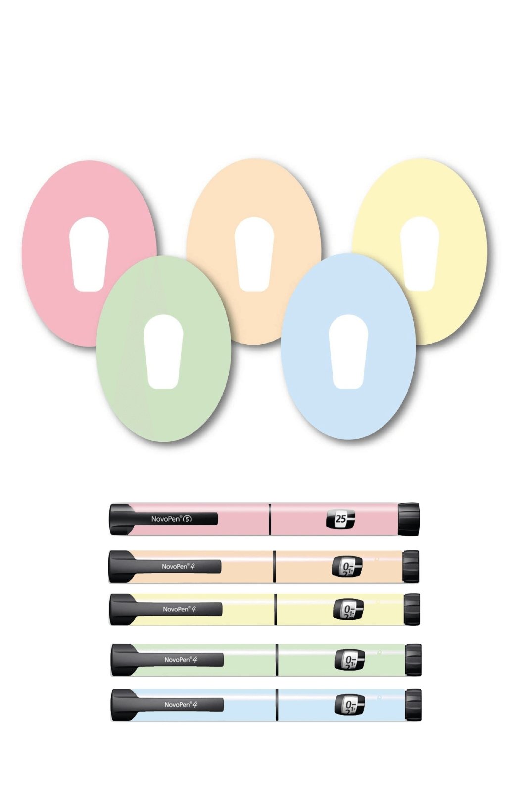 Mixed Pastel Patches Matching Set for Dexcom G6 diabetes CGMs and insulin pumps