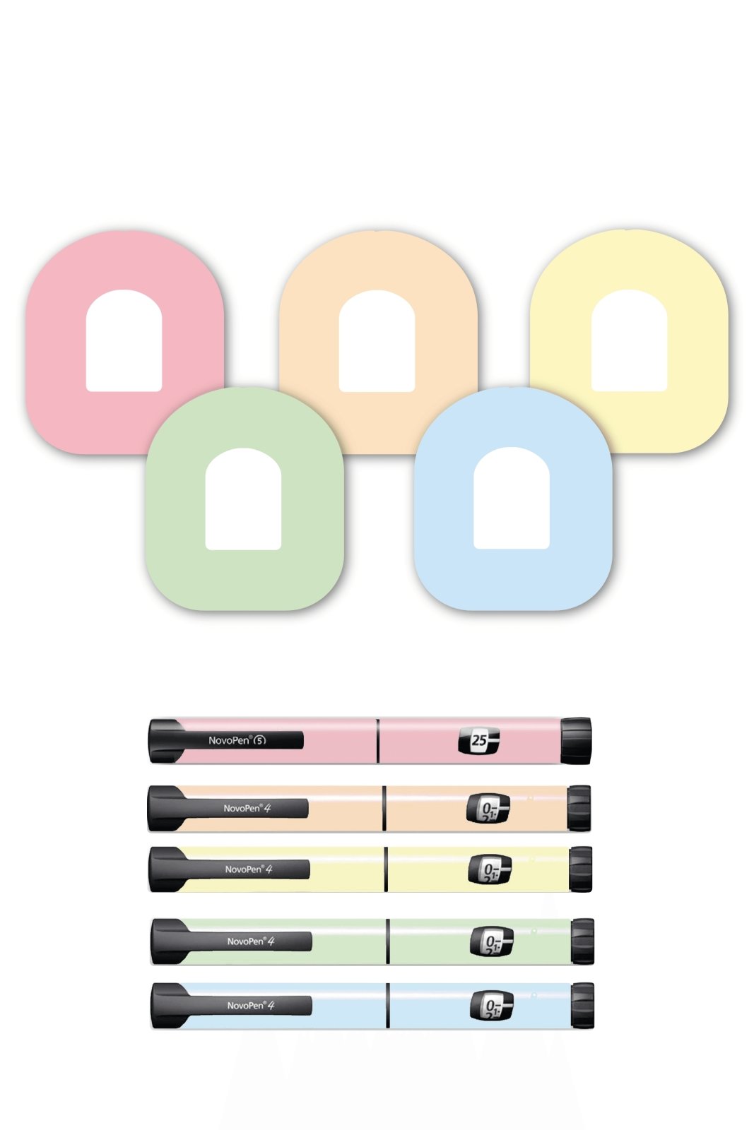 Mixed Pastel Patches Matching Set for Omnipod diabetes CGMs and insulin pumps