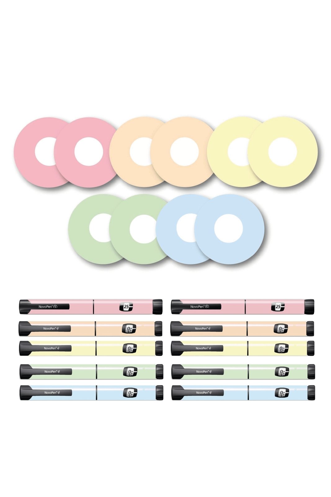 Mixed Pastel Patches Matching Set for Freestyle Libre diabetes CGMs and insulin pumps