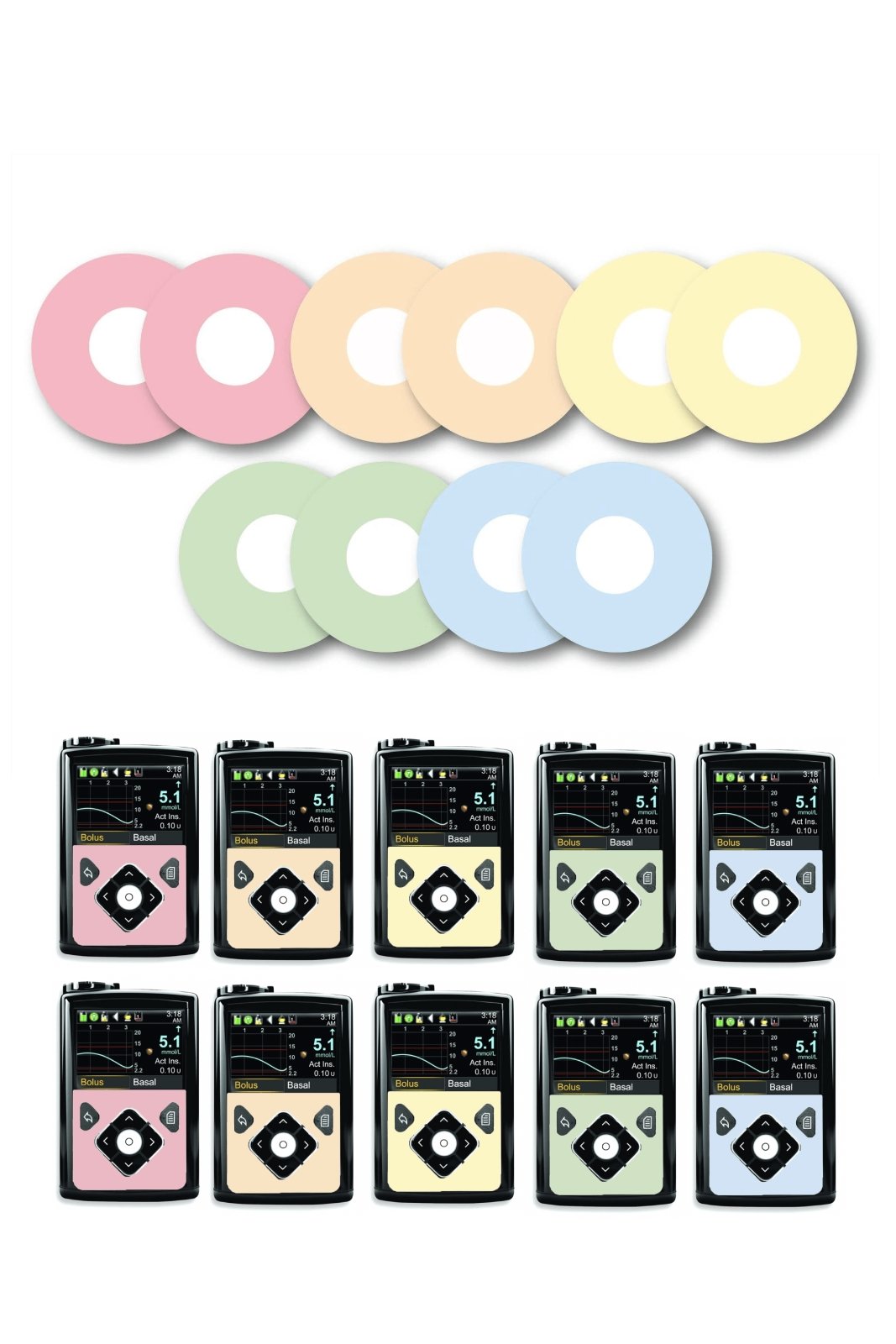 Mixed Pastel Patches Matching Set for Freestyle Libre diabetes CGMs and insulin pumps