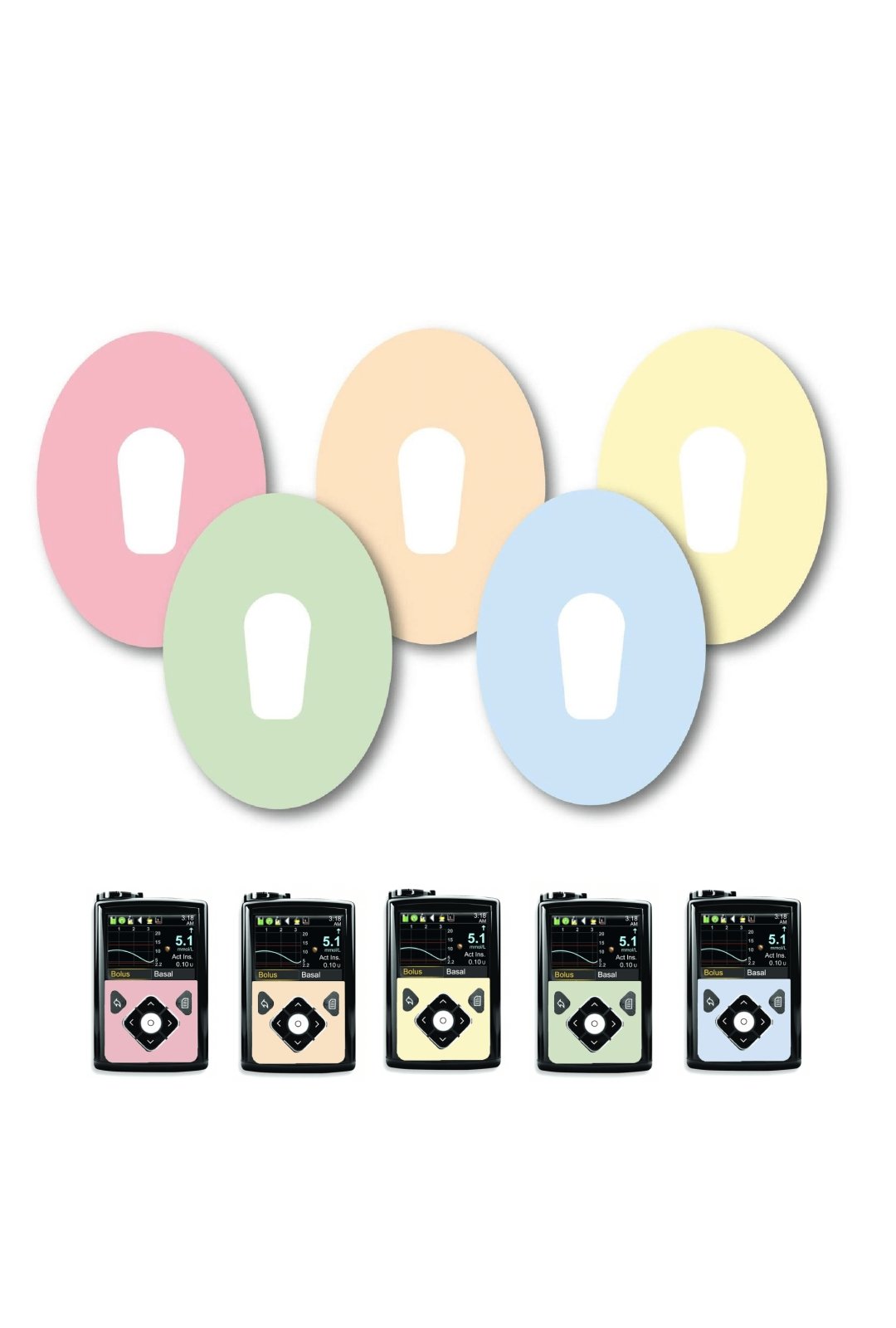 Mixed Pastel Patches Matching Set for Dexcom G6 diabetes CGMs and insulin pumps