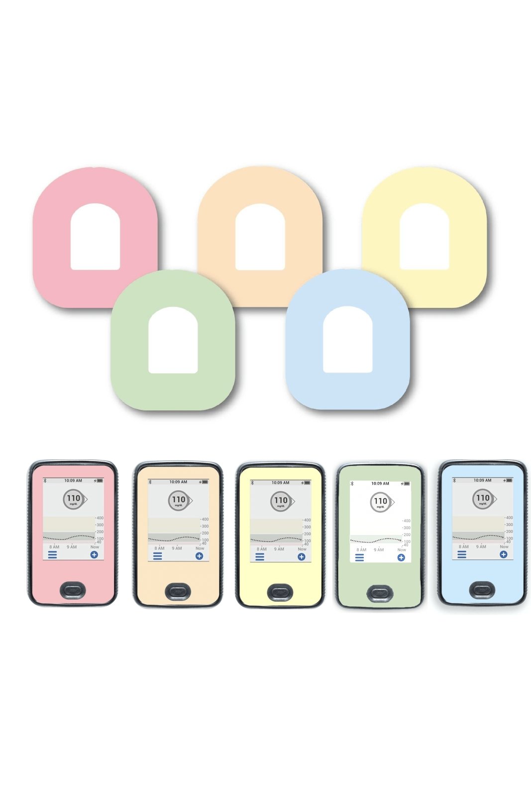 Mixed Pastel Patches Matching Set for Omnipod diabetes CGMs and insulin pumps